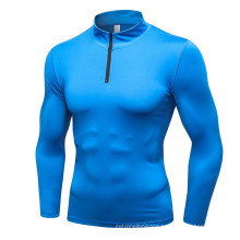 Half Zip Men Dri Fit Compression Sportswear Running Shirt with Custom Logo